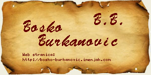 Boško Burkanović vizit kartica